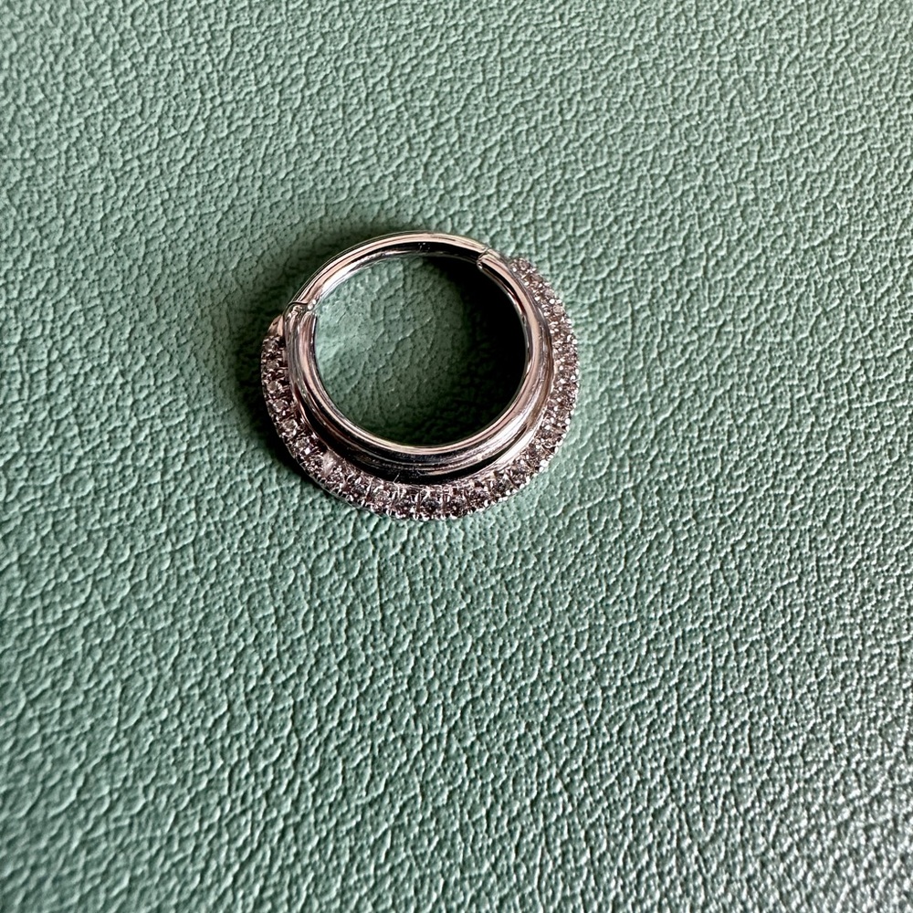 NEW Maria Tash Cubic Zirconia Dhara Hoop Clicker 16g 9.5mm 14K White Gold